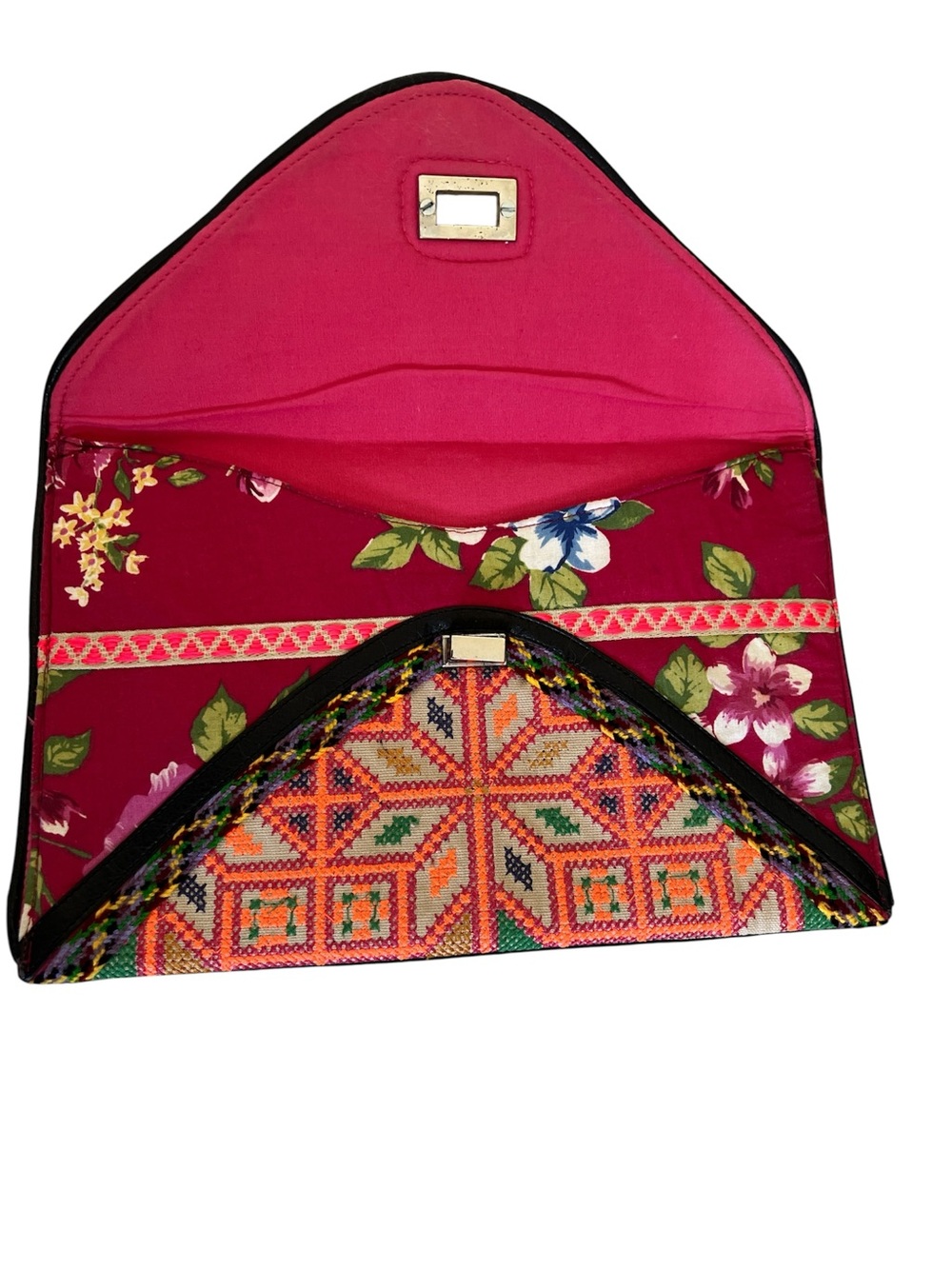 Embroidered Boho Envelope Clutch - Multi-Color - Picture 2 of 4